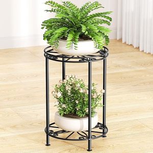 2 Tier Metal <b>Plant</b> Stand for Indoor Outdoor Use Decorative Flower <b>Pot</b> <b>Holder</b> Rack Freestanding Black Iron <b>Plant</b> Display Stand - Product Image 5