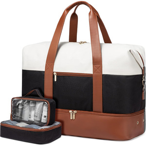Sac de voyage unisexe en PU, fermeture éclair rectangulaire, double poignée, résistant à l'eau, sac à dos de voyage, plusieurs compartiments - Product Image 1