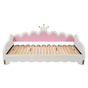 Moderna Divanetto Letto Singolo Bianco Estensibile con Luci LED, Testiera a Corona e Design Imbottito Stile Principessa per Arredamento Bambini e Neonati - Product Image 6
