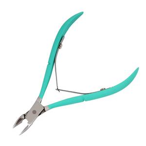 Coupe-ongles incurvé en acier inoxydable avec poignées turquoise, pointe biseautée tranchante pour ongles des doigts, usage adulte, conception durable, style simple - Product Image 1