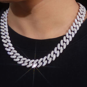 Luxury Iced Out Cuban Link Hip Hop Chain White Gold Finish <b>Statement</b> <b>Necklace</b> for Men Women Premium Streetwear Fashion Jewelry - Product Image 1