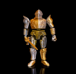 Statue de chevalier bronzée, debout et droite, tenant une épée large et un bouclier à motif de rayons de soleil, à prix de gros. - Product Image 5