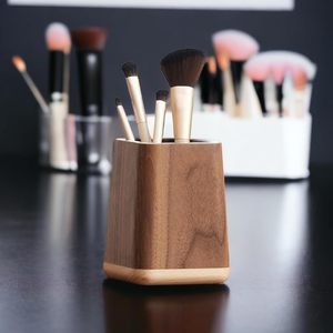 Wooden Pen Holder Desktop Stationery Storage Box <b>Large</b> Capacity Office <b>Desk</b> Organizer Pen Stand Brown - Product Image 6