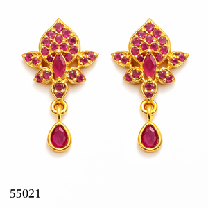 MOLL JEWELLERS Boucles d'oreilles clous plaquées or motif fleur de corail pour femme, certifiées, tendance, bijoux ethniques de mariage 55021 - Product Image 4