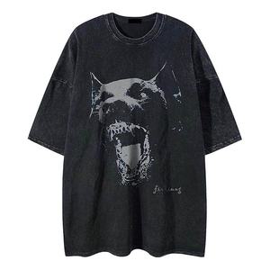 เสื้อยืดโอเวอร์ไซส์ทรงคลาสสิค แบรนด์ OEM สไตล์สตรีทแวร์ ลายกราฟิก ล้างสีแบบวินเทจ สำหรับผู้ชาย ไหล่ตก ทรงหลวม ยูนิเซ็กส์ - Product Image 1