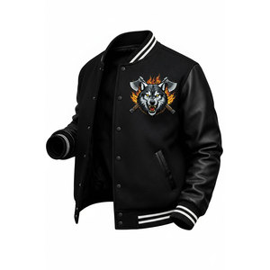 Veste bomber varsity en molleton d'hiver, personnalisable avec logo, broderie de haute qualité, imperméable, écologique, style streetwear. - Product Image 3