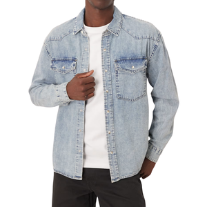 Men's Casual <b>Denim</b> Shirt Breathable Anti-Wrinkle Full Sleeve Comfortable <b>Denim</b> <b>Fabric</b> Wholesale Customizable Cotton - Product Image 1