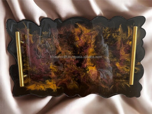 Handmade <b>Black</b> & Gold Epoxy <b>Tray</b> Decorative <b>Serving</b> <b>Tray</b> - Product Image 6