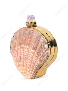 Pochette rose en coquille de coquillage avec fermoir en cristal d'améthyste, forme éventail naturelle, sac de soirée de luxe pour mariée et resort, export OEM - Product Image 3