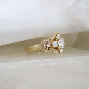 IGI Lab Grown Marquise Cut Diamant Vintage 14k Or Jaune À La Main De Mariage/Fiançailles Unisexe Fine Bague Parfait - Product Image 3