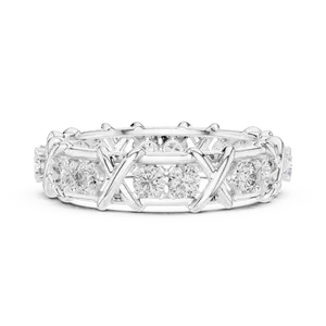Bague Éternité Unisexe en Or Massif 10K 14K 18K avec Diamants de Laboratoire Ronds à Griffe Croisée, Certifiée IGI, Bijoux Fins - Product Image 1
