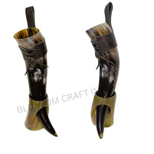 Cuernos de Búfalo Hechos a Mano, Nueva Colección Ecológica, Borde de Latón Pulido, Grabado Vikingo, Decoración para Bebidas - Product Image 5