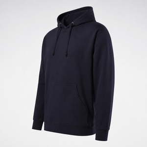 Sweat-shirt à capuche personnalisé bleu marine pour homme et femme en coton molletonné - Product Image 3