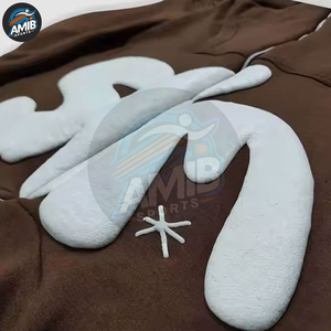 Sweat-shirts personnalisés avec impression en relief pour hommes, fabrication directe d'usine, coton mélangé polyester, vente chaude, sweat-shirts avec impression en relief pour hommes - Product Image 4