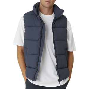 Chaleco Acolchado Ligero para Hombre, Color Gris Claro, de Poliéster, con Cuello, Sin Mangas, Transpirable, Suave, Informal, para Invierno - Product Image 5