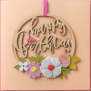 [8] Hot SaleAMAZING Wooden Wreath <b>Floral</b> Ornament Handmade Greeting Card - Product Image 1