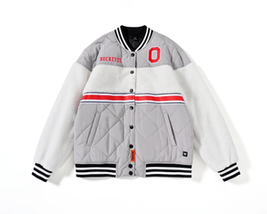 Herren Maßgefertigte Farbige Varsity-Jacke mit Gestickten Buckeyes Vorne Winterbekleidung Regular Fit Umlegekragen Atmungsaktives Polyester - Product Image 1