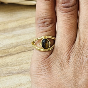 Unique Design Vintage Tiger Eye Brass <b>Ring</b> Gold Plated Bedded Tribal Handmade <b>Ring</b> <b>Statement</b> Trendy Wholesale <b>Ring</b> For Women - Product Image 4