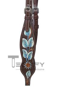 Conjunto de cabezada y pechera de cuero para caballo, estilo inglés, personalizado, con diseño floral pintado a mano, riendas a juego, cómodo y duradero. - Product Image 4