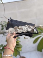 Pochette de poignet de haute qualité, style bohème, avec fermeture éclair, motif western gravé, en cuir de cheval.