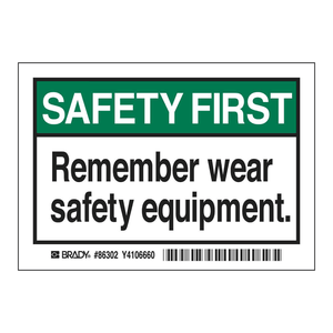 Étiquettes de sécurité adhésives en PVC durables Brady SAFETY FIRST pour les usines, les laboratoires et les chantiers de construction - Product Image 3
