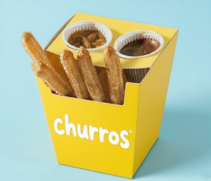 Fournitures en gros pour entreprises : Boîte à churros pliable biodégradable et écologique, avec logo personnalisé, en carton alimentaire, et gobelet à sauce - Product Image 2