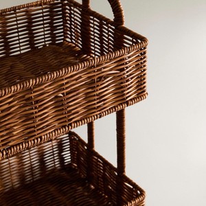 Eye-catching Handwoven Rattan 2-Shelf Countertop Organizer Top Selected Essentials For Bathroom <b>Vanity</b> & Kitchen Spice Storage - Product Image 2