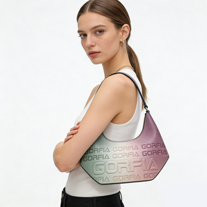 OEM Custom Gradient Hobo <b>Bag</b> Embossed Letter PU Leather Shoulder <b>Bag</b> Top Handle Fashionable Versatile for Mature Charm - Product Image 3