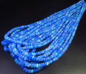 Paraiba <b>Opal</b> Welo Fire Gemstone Full Flash Beads 4-6mm Natural <b>Blue</b> Welo Ethiopian <b>Opal</b> 16"Inch Faceted Rondelle Color Play <b>Opal</b> - Product Image 1