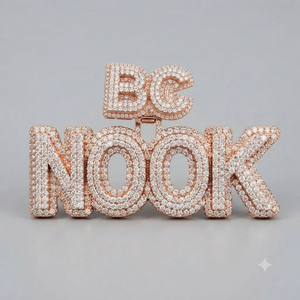 Unisex Hip Hop Style Custom Rose Gold Plated 925 <b>Silver</b> Block <b>Initial</b> Letter Moissanite Diamond Charms Big Pendant <b>Necklace</b>-Gift - Product Image 1