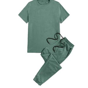 T-Shirt imprimé pour hommes, survêtement avec taille à cordon, ensemble court d'été de bonne qualité, Logo personnalisé, tenue 2 pièces, 2020 - Product Image 3