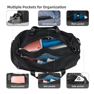 Sac de voyage en tissu Oxford imperméable et écologique, avec logo imprimé, capacité 30-40L, sangle réglable, antivol - Product Image 4