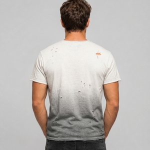 <b>Men</b> Oversized Distressed T <b>Shirt</b> Heavyweight Cotton Fabric Vintage Wash Effect Relaxed Fit Short Sleeve Modern Casual Apparel - Product Image 2