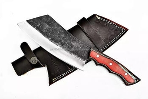 Couteau de chef artisanal à forte adhérence, écologique, en acier Damas à haute teneur en carbone avec manche en bois de rose pour le camping et la chasse - Product Image 2