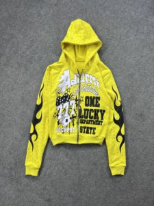 Custom Unisex Winter <b>Cropped</b> <b>Zip</b>-<b>Up</b> <b>Hoodie</b> with Rhinestone Flame Print Breathable Heavyweight Fleece Y2K Streetwear - Product Image 3