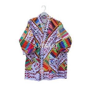 Robe Kimono Élégante pour Femme, Manches Trois-Quarts, 100% Coton, Col en V, Patchwork, Respirante, Été Hiver Printemps - Product Image 6