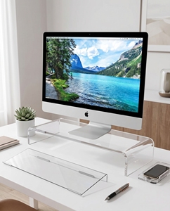 Modern Clear Acrylic Monitor <b>Stand</b> Customizable & for Ergonomic Solution for Organizing Your Desktop Boosting Productivity - Product Image 6