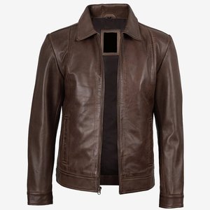 แจ็คเก็ตหนังแท้สไตล์วินเทจสำหรับผู้ชาย คอปกมาตรฐานสีน้ำตาล  ขายดี พร้อมปักโลโก้ตามสั่ง คุณภาพสูง เหมาะสำหรับฤดูหนาว - Product Image 3