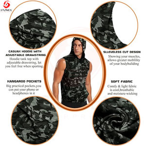 <b>Mens</b> Casual <b>Sleeveless</b> <b>Hoodie</b> Tank Top Hooded Muscle Vest Eco-Friendly Breathable Vintage Style Cotton Gym Training Fitness - Product Image 5