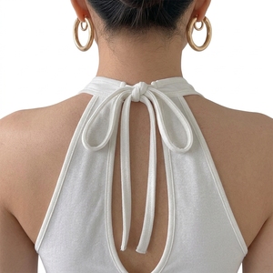 Vornex Industry - Camisetas sin mangas de punto con aberturas para mujer, de Spandex/Poliéster, color liso, transpirables, con cuello alto, ecológicas, informales - Product Image 3