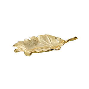 Bandeja de Servir en Forma de Hoja Dorada, Color Dorado, Estilo Americano, Hecha a Mano, Decorativa y Elegante para Servir Comida en el Hogar, Hotel o Mesa - Product Image 1