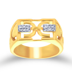 Anillo de Diamantes Newfangled para Hombre, Anillo de Diamantes Entrelazados Golden Heritage, Anillo de Diamantes Marquise de Oro Amarillo de 14K con Piedras Laterales - Product Image 1
