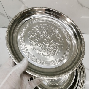Vente chaude De Luxe Ruban En Acier Inoxydable Rond Créatif <span class=keywords><strong>Simple</strong></span> Hôtel De Mariage Nourriture Fruits Snack Plateau De Service assiettes plats - Product Image 6
