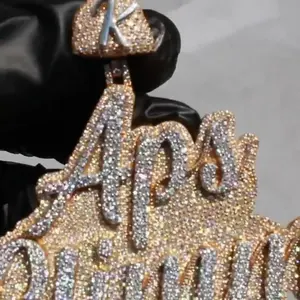 Colgante con nombre personalizado VVS1 Moissanite, estilo hip hop, con letras personalizadas, collar con nombre brillante para hombres y mujeres, regalo de joyería. - Product Image 5