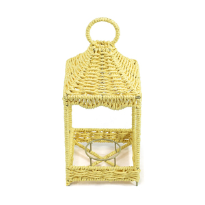 Handmade Yellow Wicker <b>Lantern</b> Round Medium Size Indoor Ramadan Decorative Candle Holder Woven Basket ViettimeCraft Hanoi - Product Image 1