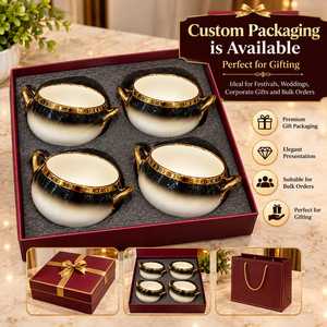 Juego de Tazones de Porcelana con Degradado Blanco y Negro, Duraderos, con Asas Doradas, para Decoración de Fiestas, Sopa, Aperitivos, Postres, con Cucharas - Product Image 5