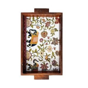 Bandeja DE SERVICIO DE cena impresa de madera Pulida a mano Tamaño personalizado Bandeja de madera impresa Bandeja DE SERVICIO DE cena de comida Pulida a mano - Product Image 4