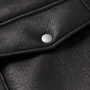 Veste d'hiver pour homme en cuir de mouton et de vache de haute qualité 100% personnalisable, col montant, style streetwear, vêtements en cuir de moto - Product Image 5