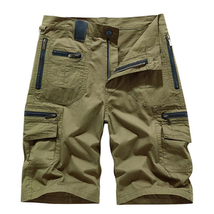 Shorts cargo noirs pour homme Bloodline, taille mi-haute, séchage rapide, style Bermuda avec fermetures éclair, logo frontal, design workwear - Product Image 6