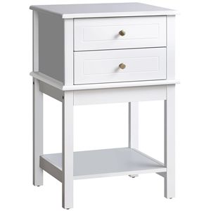 Tavolo laterale moderno divano bianco con cassetti e ripiano per soggiorno camera da letto mobili - Product Image 1